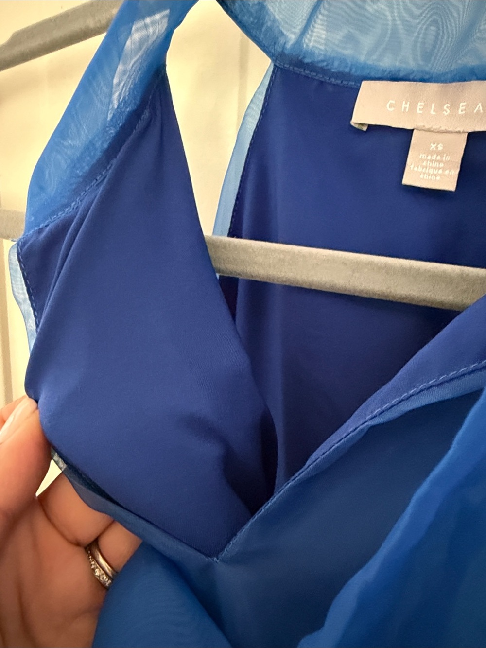 NWOT CHELSEA28 Royal Blue Organza Mini Dress Bow Halter Sleeveless Cocktail - Picture 9 of 9